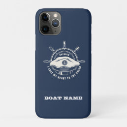 Nautical Theme Boat Name Navy Blue  iPhone 11 Pro Case