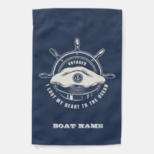 Nautical Theme Boat Name Navy Blue Garden Flag