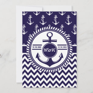 Nautical Theme Boat Wedding Anchor Chevron Invitation
