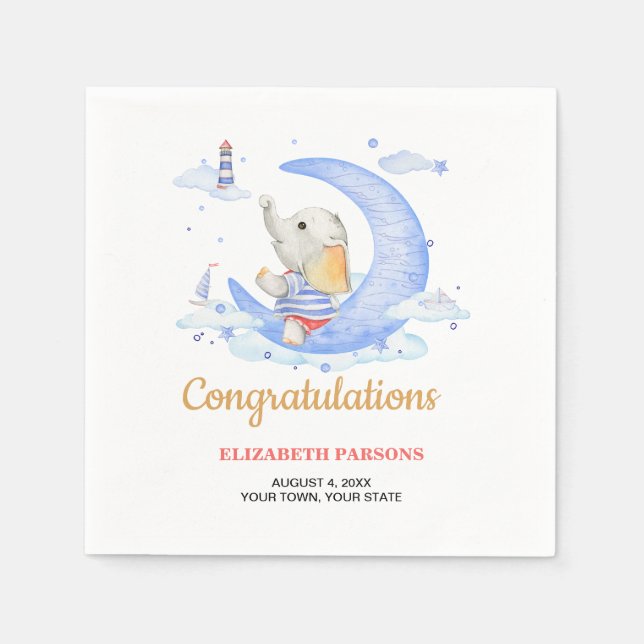 Nautical Theme Boy Baby Shower Napkins (Front)
