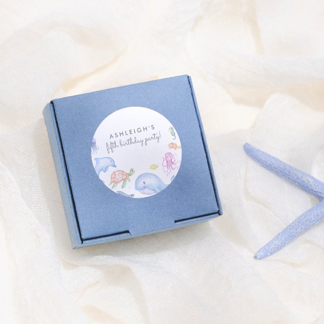 Nautical Theme Boys Birthday Party Classic Round Sticker (Creator Uploaded)