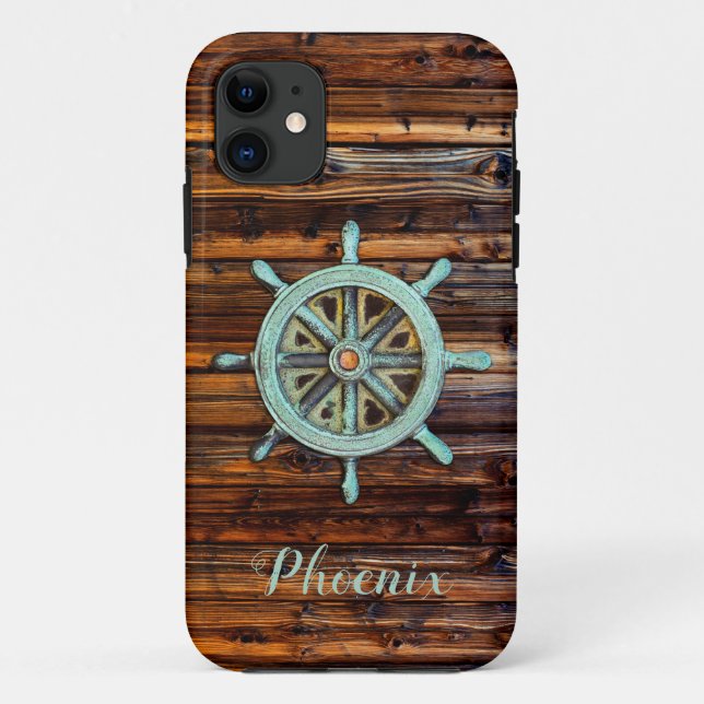 Nautical Theme Bronze Captains Wheel Case-Mate iPhone Case (Back)