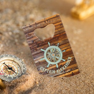 Nautical Theme Bronze Captains Wheel Credit Card Bottle Opener