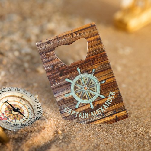 Nautical Theme Bronze Captains Wheel Credit Card Bottle Opener