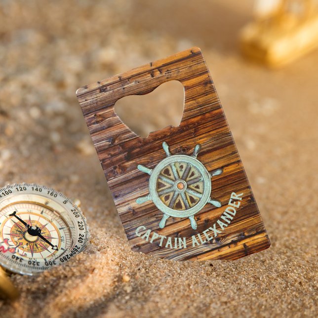 Nautical Theme Bronze Captains Wheel Credit Card Bottle Opener (Creator Uploaded)