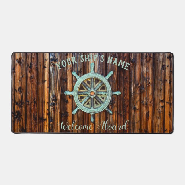 Nautical Theme Bronze Captains Wheel Desk Mat (Front)