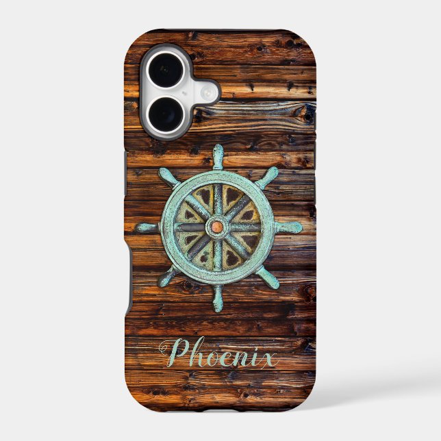 Nautical Theme Bronze Captains Wheel Iphone Case (Back)