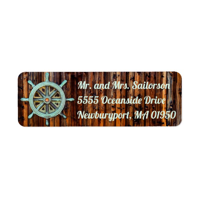 Nautical Theme Bronze Captains Wheel Label (Front)