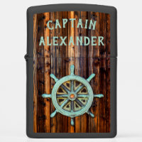 Nautical Theme Bronze Captains Wheel Zippo Lighter