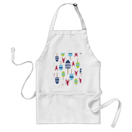 Nautical Theme Buoy and lobster monogrammed Adult Apron
