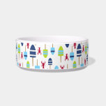 Nautical Theme Buoy and lobster monogrammed Bowl<br><div class="desc">Nautical blue, white and green buoys and red lobsters create a cute, fun, colorful pattern for your beach house, cottage or camp - also great for nautical themed gifts. Personalize this coastal design with your family monogram or initials. A perfect pattern for a summer house by the coast or your...</div>