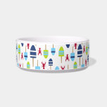Nautical Theme Buoy and lobster monogrammed Bowl<br><div class="desc">Nautical blue, white and green buoys and red lobsters create a cute, fun, colorful pattern for your beach house, cottage or camp - also great for nautical themed gifts. Personalize this coastal design with your family monogram or initials. A perfect pattern for a summer house by the coast or your...</div>