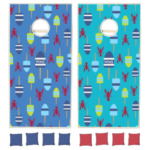 Nautical Theme Buoy and lobster monogrammed Cornhole Set