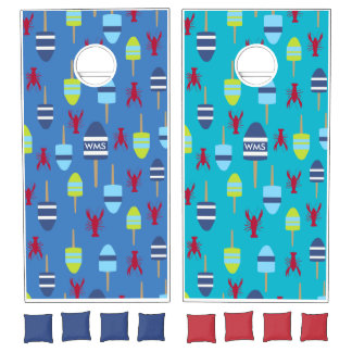 Nautical Theme Buoy and lobster monogrammed Cornhole Set