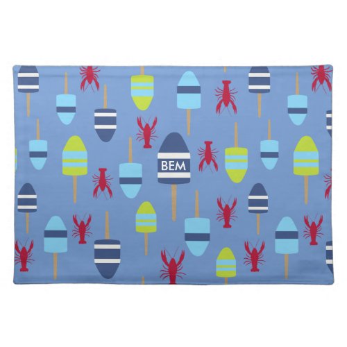 Nautical Theme Buoy and lobster monogrammed Placemat