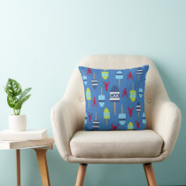 Nautical Theme Buoy and lobster monogrammed Throw Pillow