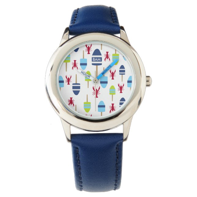 Nautical Theme Buoy and lobster monogrammed Watch (Front)