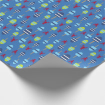 Nautical Theme Buoy and lobster monogrammed Wrapping Paper