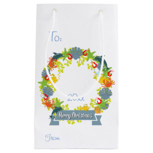 Nautical Theme Christmas Wreath Gift Bag