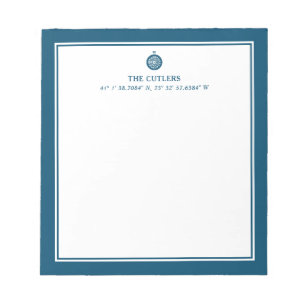 Nautical Theme Compass, Blue,  Personalized Notepad