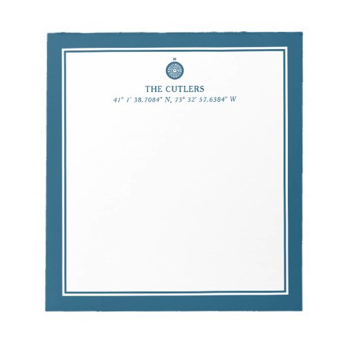 Nautical Theme Compass Blue  Personalized Notepad