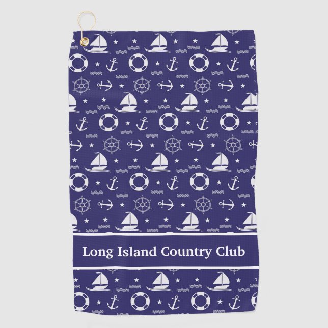 Nautical Theme Country Club Custom Golf Towel (Front)