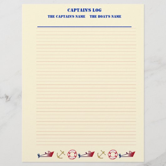 Nautical Theme Filler Paper (Lined) (Front)