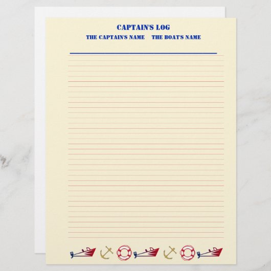 Nautical Theme Filler Paper (Lined) (Front/Back)