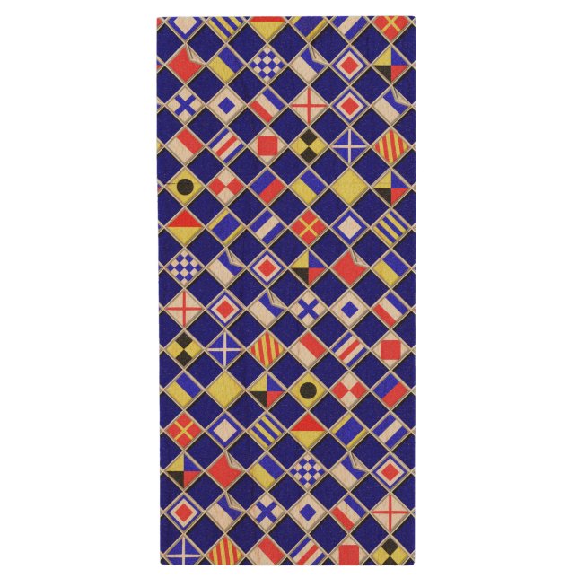Nautical Theme Flags Design Wood Flash Drive (Front Vertical)