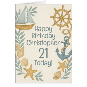 Nautical Theme Happy Birthday Card