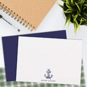 Nautical Theme Navy Blue Anchor Note Card