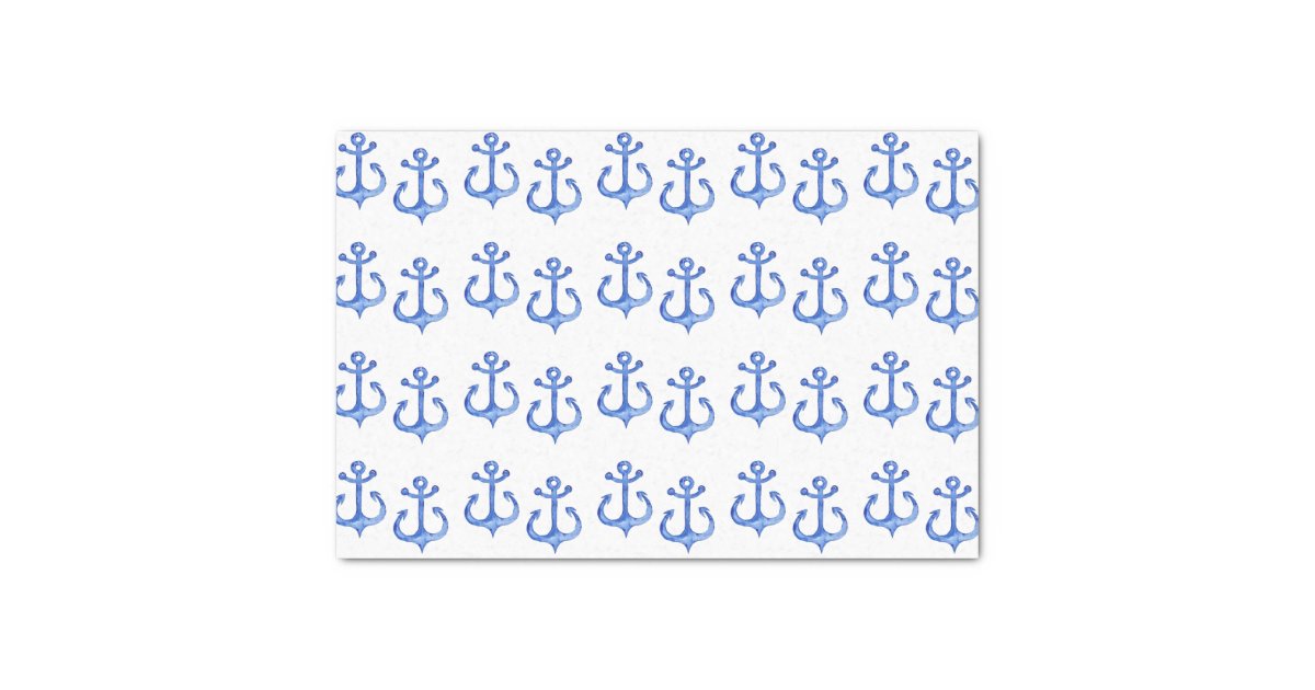 Navy Blue and White Anchors Nautical Pattern Tissue Paper