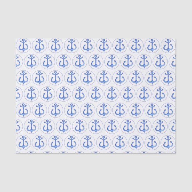 Nautical Theme | Navy Blue Anchors Tissue Paper (Front)