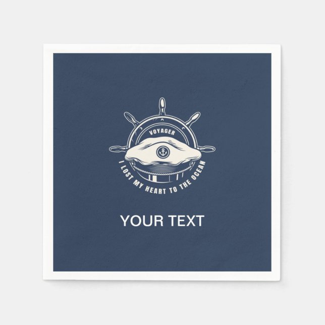Nautical Theme Navy Blue Your Text   Napkins (Front)