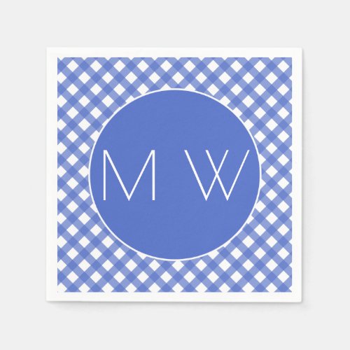 Nautical Theme _ Navy Plaid Monogram Paper Napkins