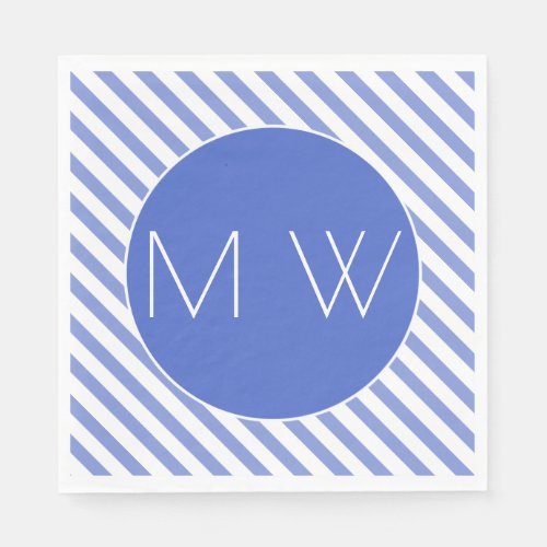 Nautical Theme Navy Striped Monogram Paper Napkins