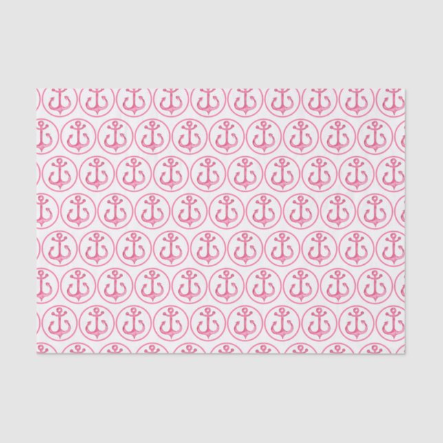 Nautical Theme | Pink Anchors Tissue Paper (Front)