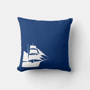 Nautical Theme Sailboat Blue Throw Pillow
