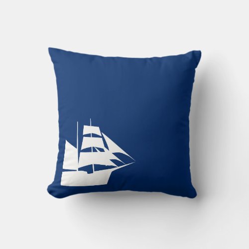 Nautical Theme Sailboat Blue Throw Pillow