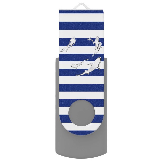 Nautical Theme Scuba Design USB Flash Drive (Front Vertical)