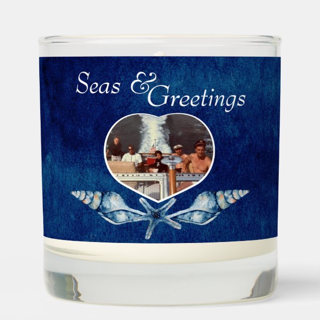 Nautical-theme Seas and Greetings Holiday  Scented Candle (Front)