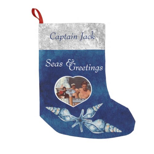 Nautical_theme Seas and Greetings  Small Christmas Stocking