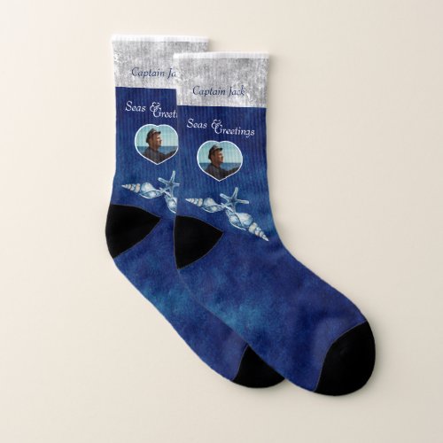 Nautical_theme Seas and Greetings  Socks