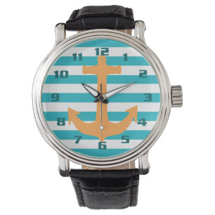 Nautical Theme Stripes and Anchor Watch