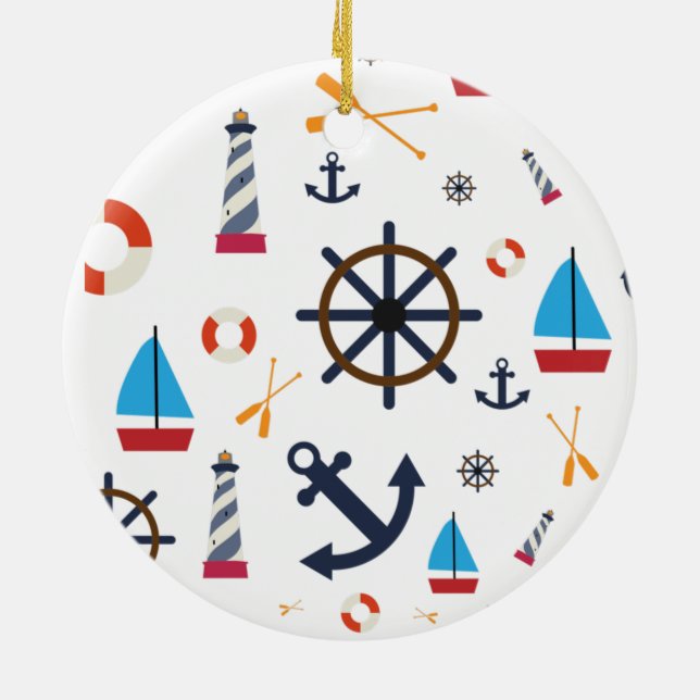 Nautical Theme Thunder_Cove  Ceramic Ornament (Back)
