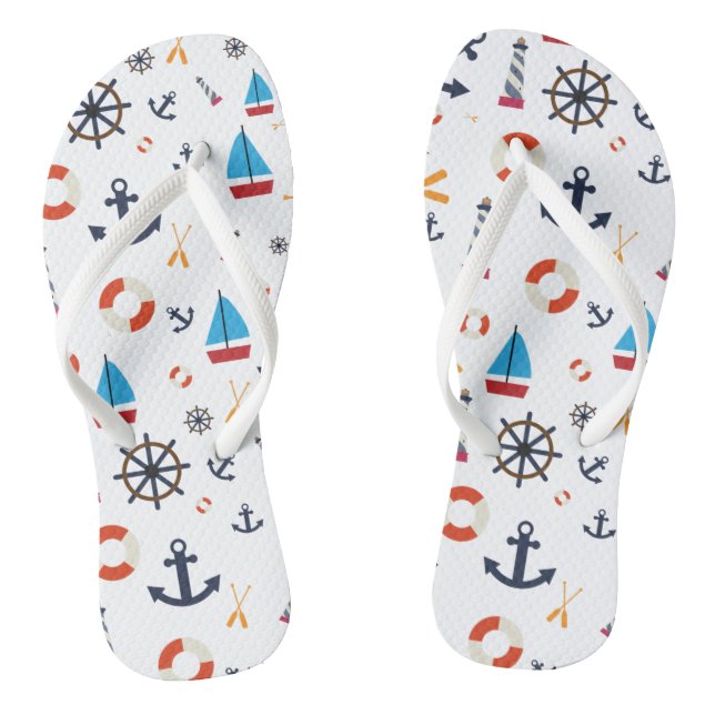 Nautical Theme Thunder_Cove  Flip Flops (Footbed)