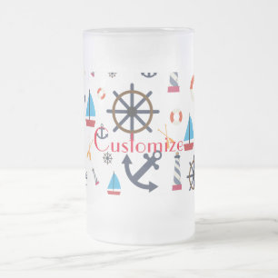 Nautical Theme Thunder_Cove Frosted Glass Beer Mug