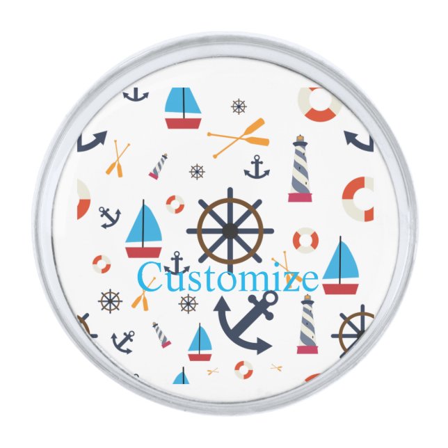Nautical Theme Thunder_Cove Silver Finish Lapel Pin (Front)