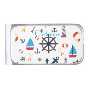 Nautical Theme Thunder_Cove Silver Finish Money Clip