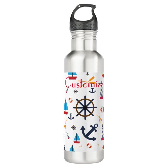 Nautical Theme Thunder_Cove Stainless Steel Water Bottle (Front)